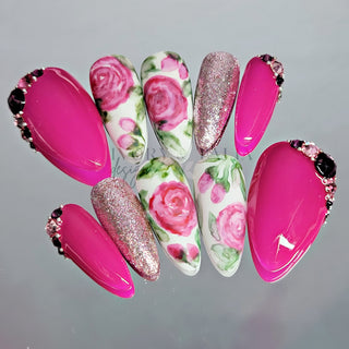 Water Color Floral Press On Gel Nails ($CAD)