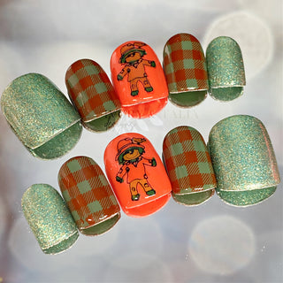 Plaid Scarecrow Press on Gel Nails ($CAD)