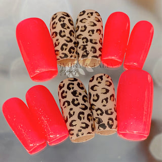 Coral Leopard Press on Gel Nails ($CAD)