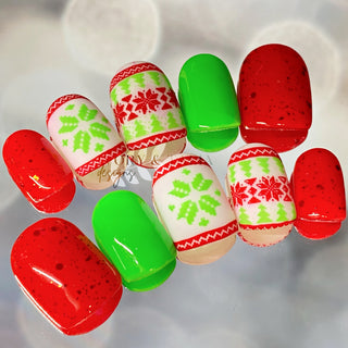 Retro Ugly Sweater Christmas Press on Gel Nails ($CAD)