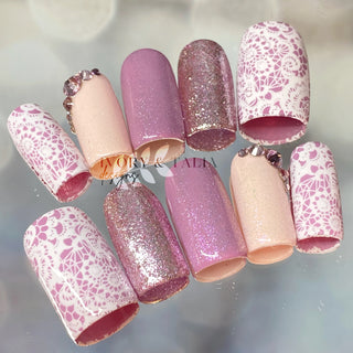 Lilacs and Lace Press on Gel Nails ($CAD)