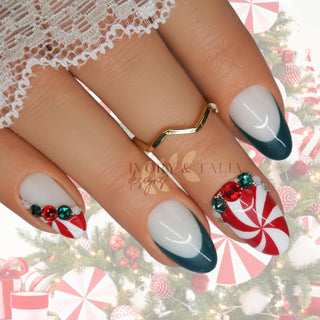 Candy Cane Christmas Press on Gel Nails ($CAD)