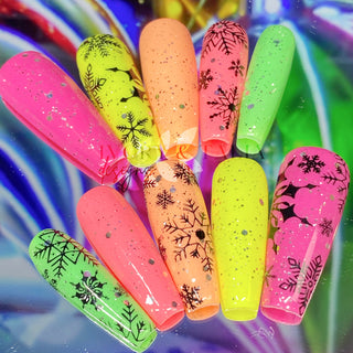Neon Snowflakes Press on Gel Nails ($CAD)