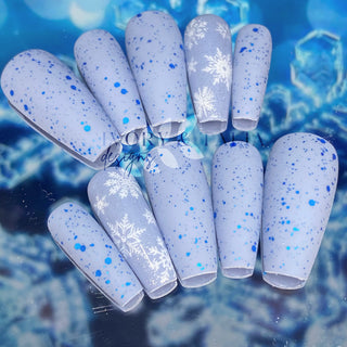 Speckled Snowflake Press on Gel Nails ($CAD)