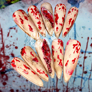 Zombie Wounds Press on Gel Nail Design ($CAD)