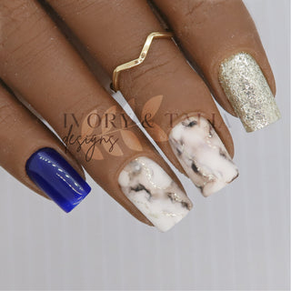 Marble Stone Glam Press On Nail Design